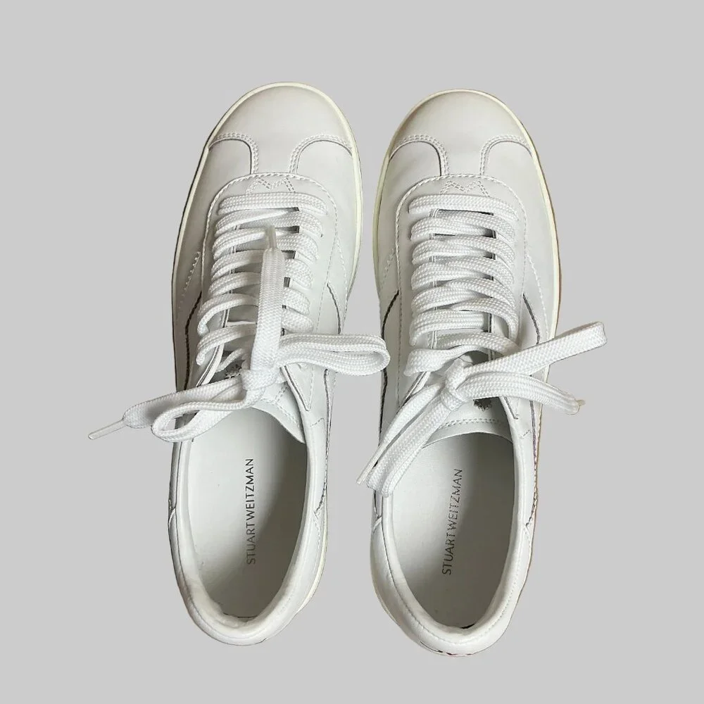 Stuart Weitzman white Daryl sneakers, size 9, LIKE NEW! - Picture 3 of 5